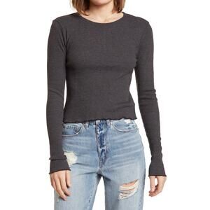 New Wildfox Ren Long Sleeve Top in Jet Black Poly Dye Women's Size XL